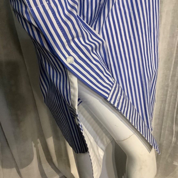 Rag & Bone Blue/White Stripe Off the Shoulder Long-Sleeve Cotton Blouse - Picture 5 of 9